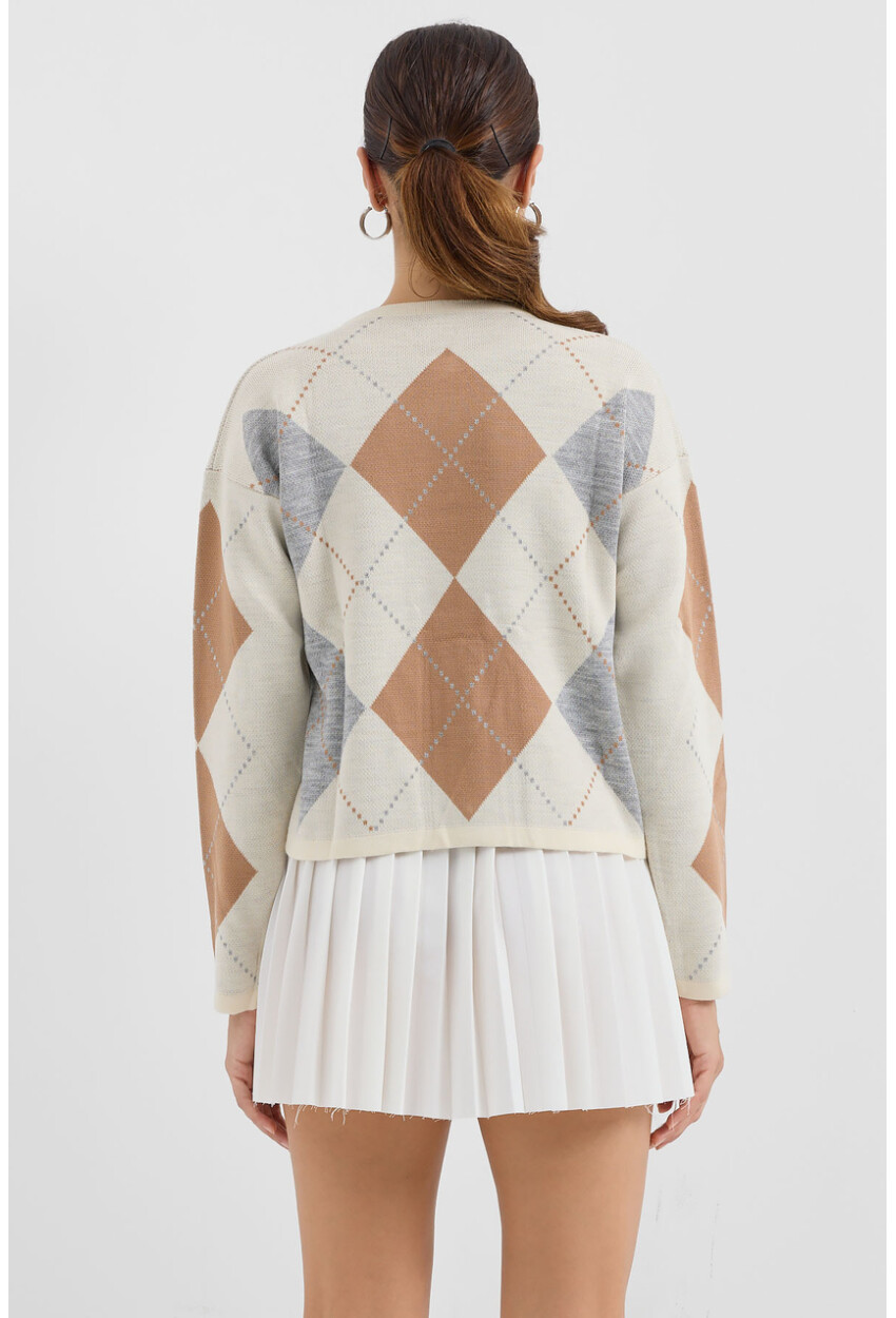 15883 Argyle Knit Cardigan