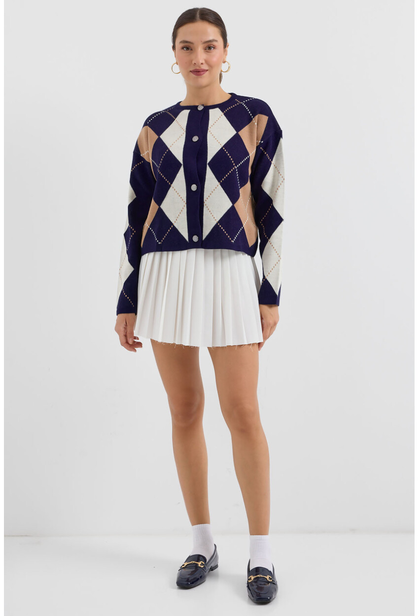 15883 Argyle Knit Cardigan