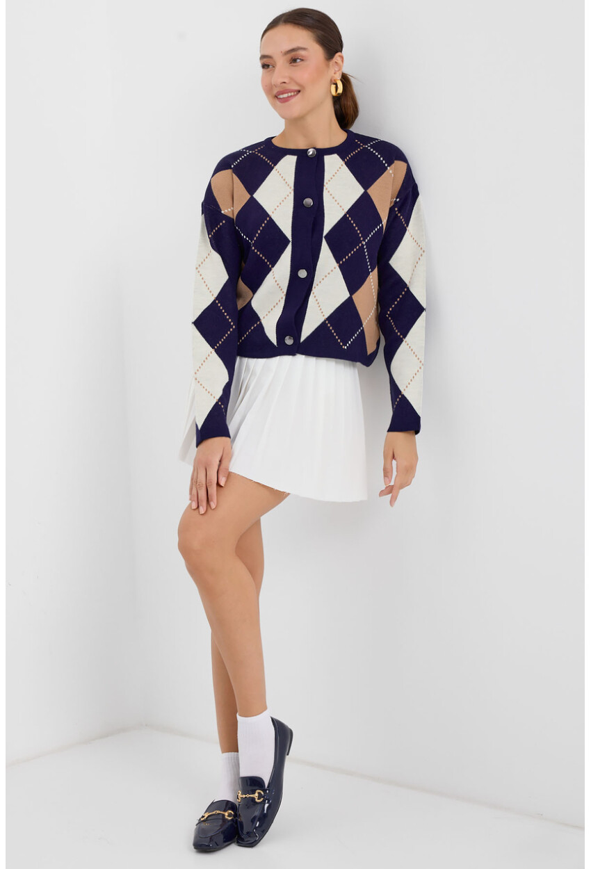 15883 Argyle Knit Cardigan