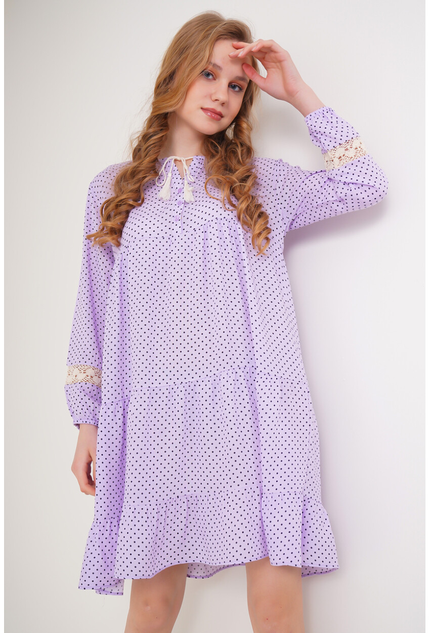 1637 Dantel Detaylı Volanlı Tunik