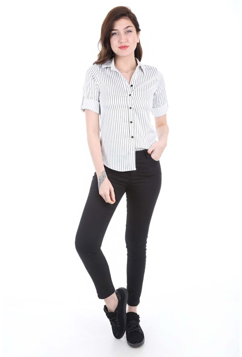 3205 Çizgili Saten Gömlek