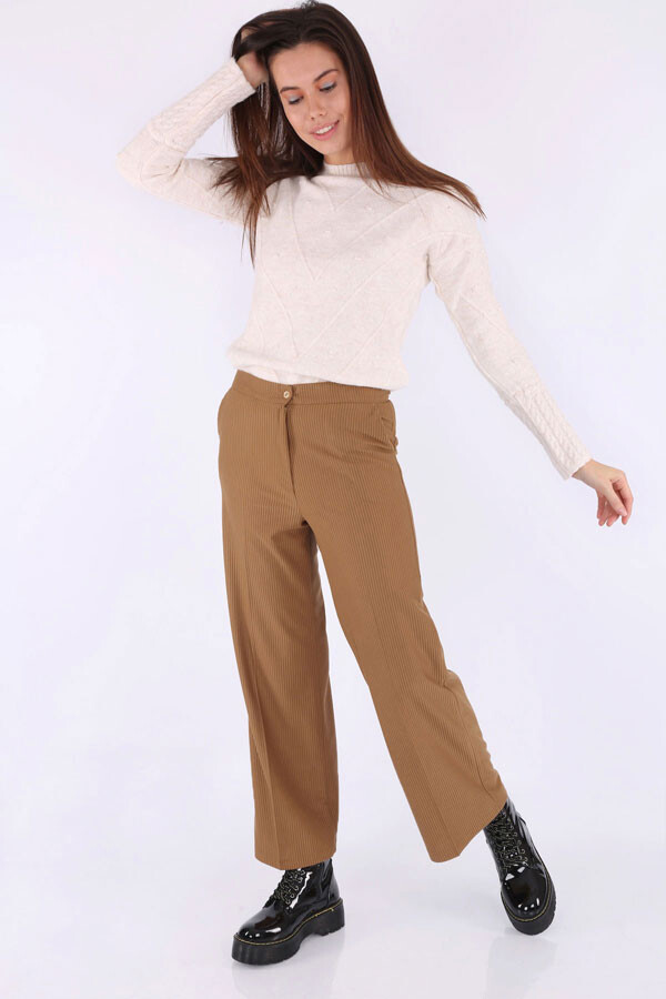 6463 Ribbed Wide Leg Pants