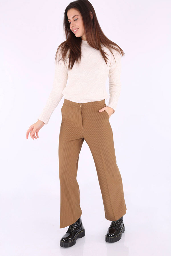 6463 Ribbed Wide Leg Pants