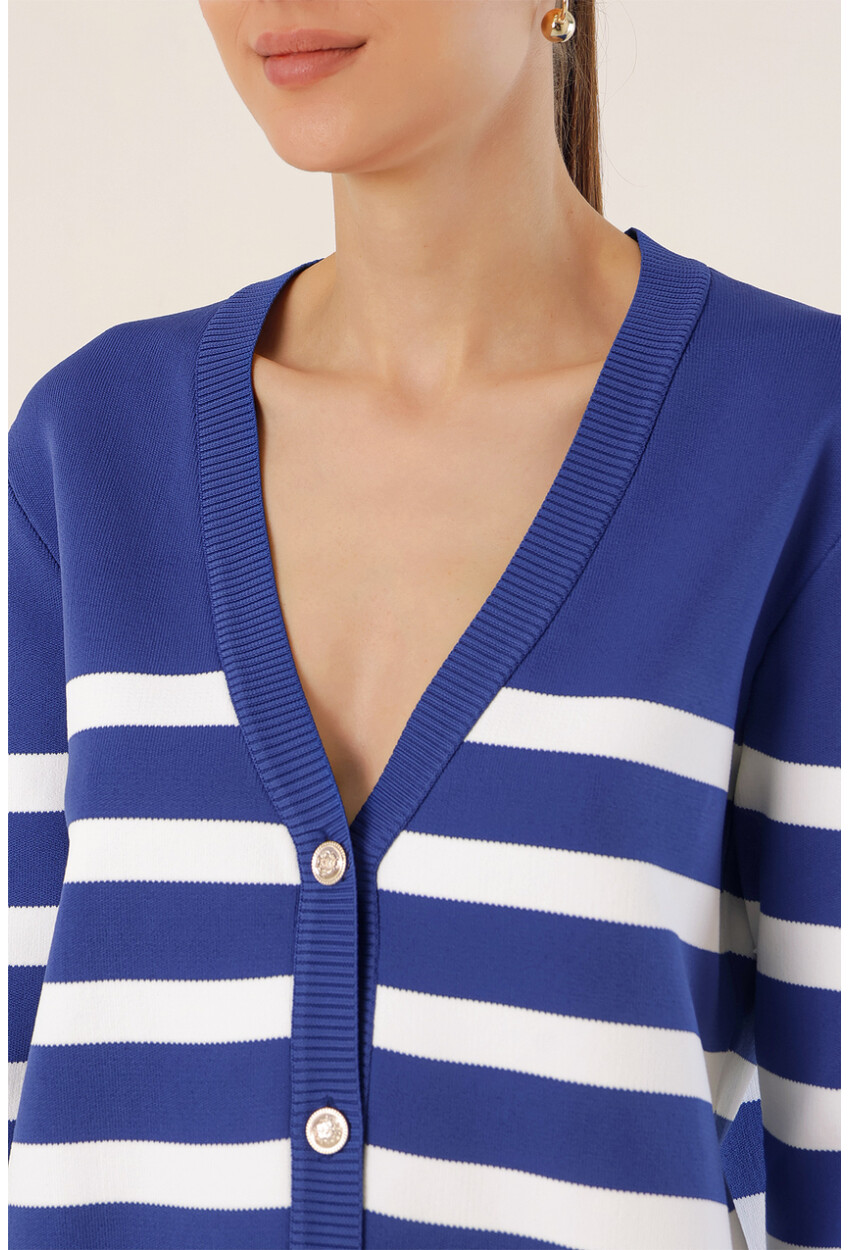 15831 Striped Basic Knit Cardigan