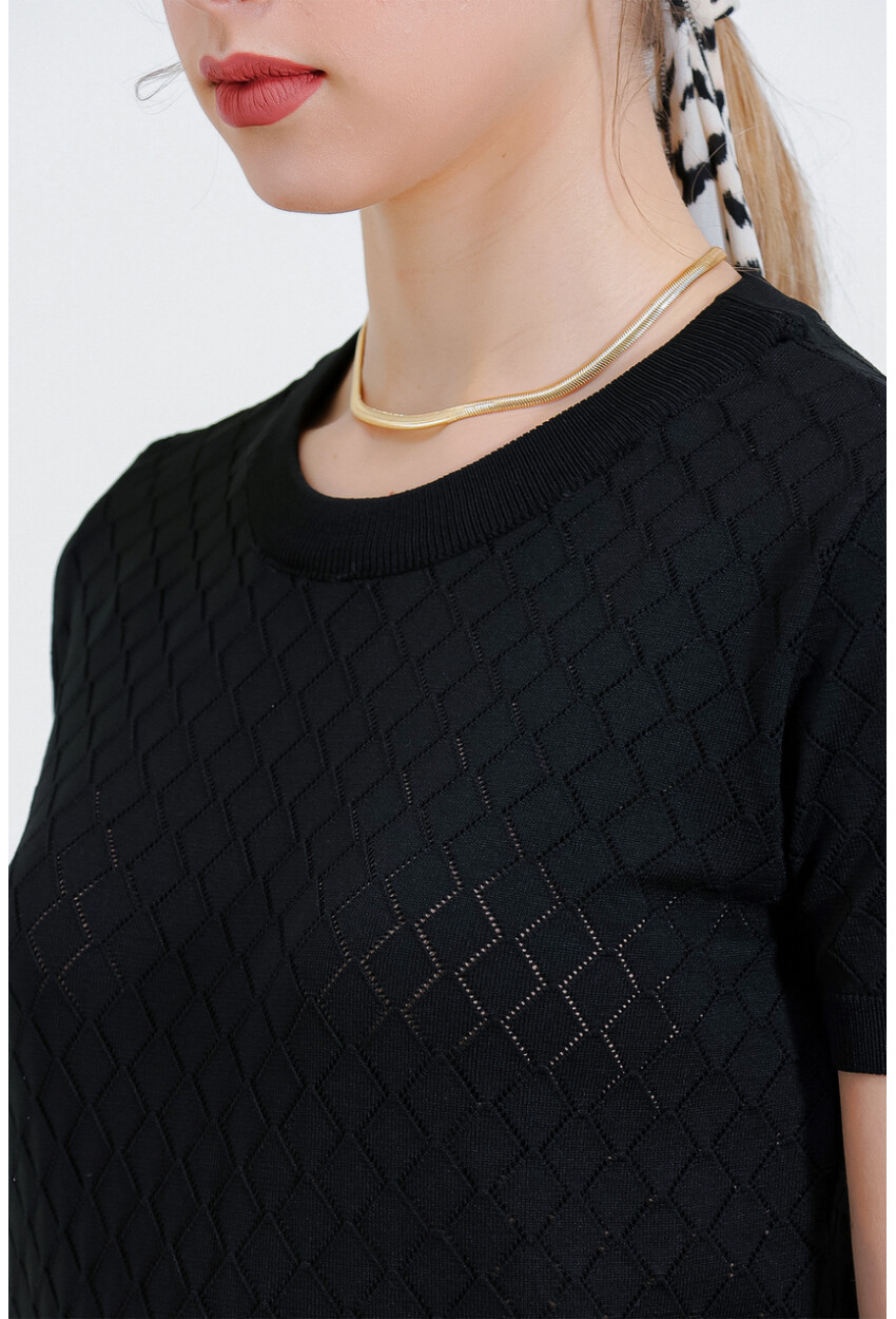 15867 Patterned Knit T-Shirt With Short Sleeve