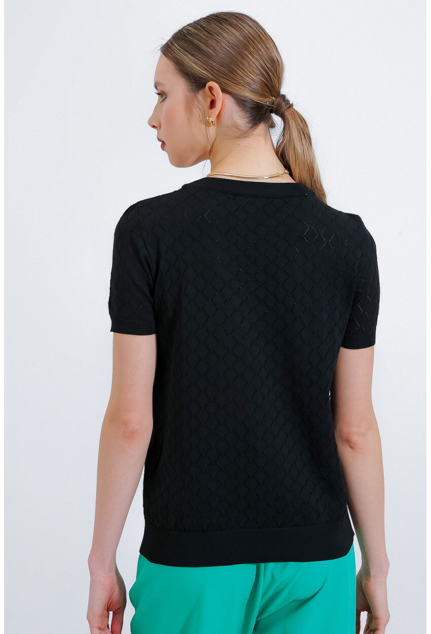 15867 Patterned Knit T-Shirt With Short Sleeve