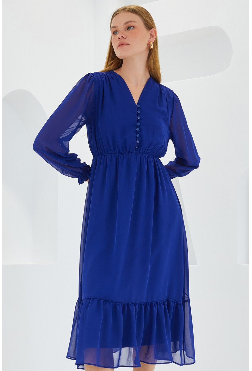 2137 Patterned Chiffon Dress