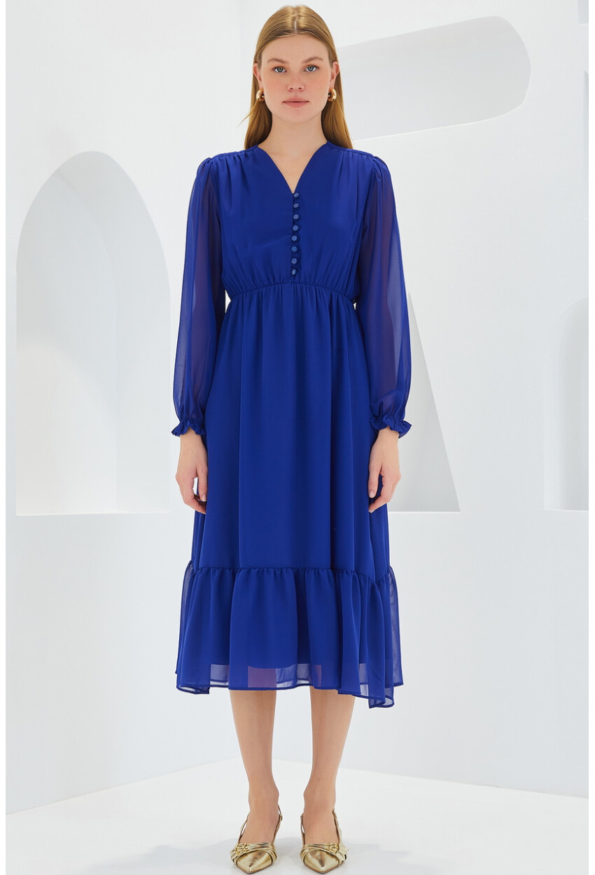 2137 Patterned Chiffon Dress