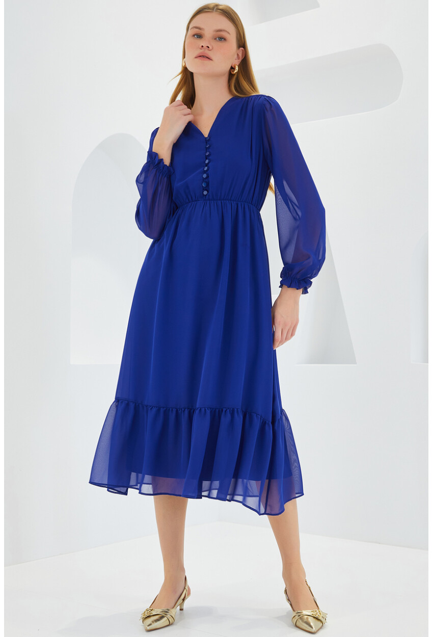 2137 Patterned Chiffon Dress