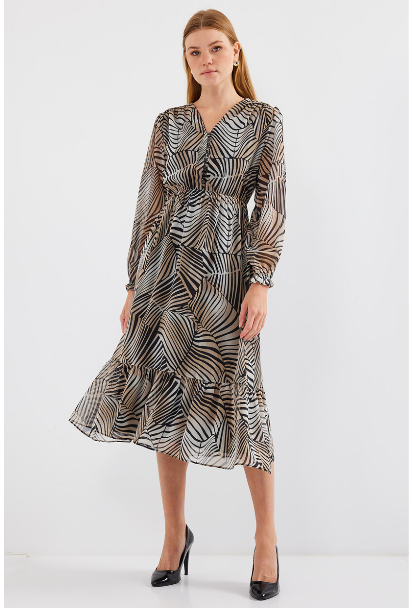 2137 Patterned Chiffon Dress