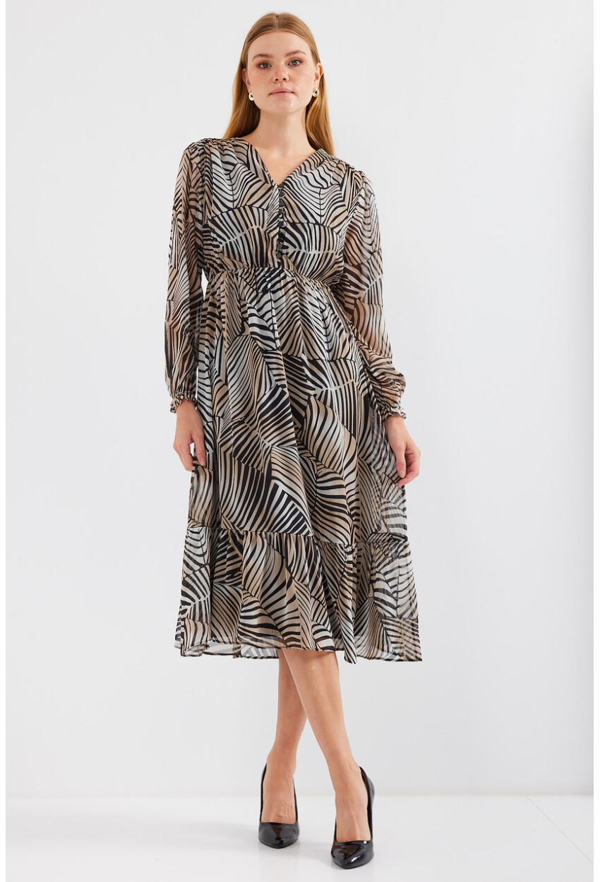 2137 Patterned Chiffon Dress