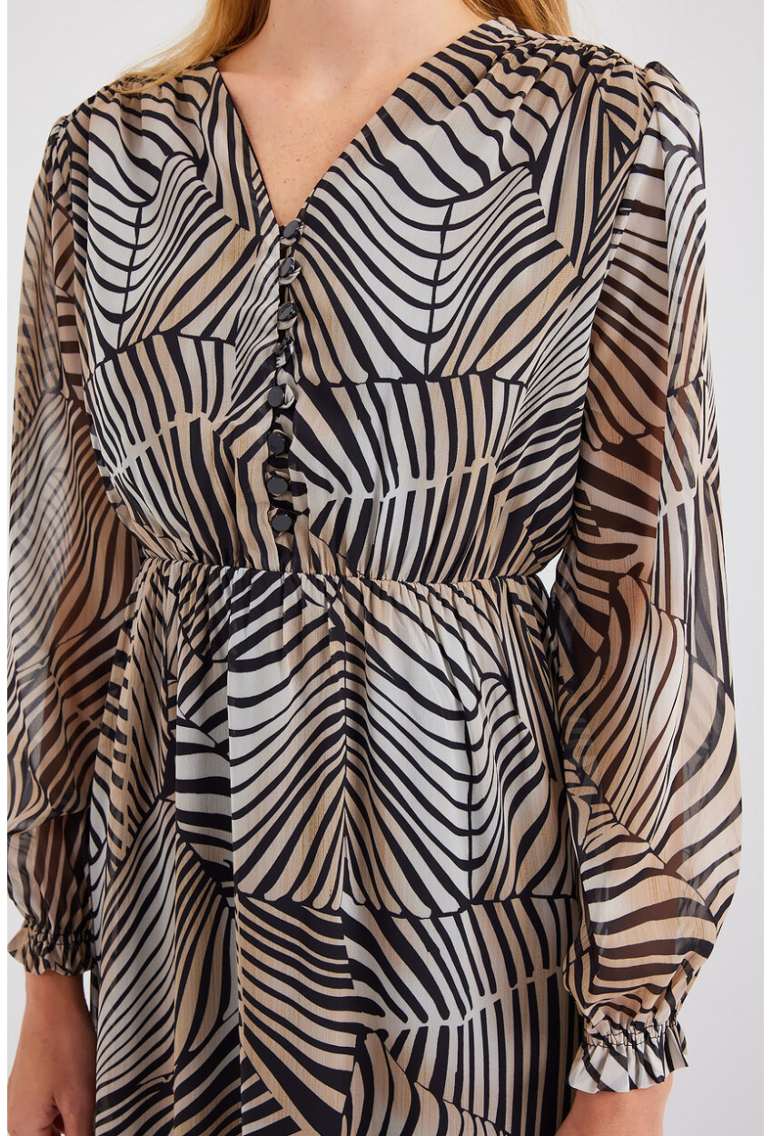 2137 Patterned Chiffon Dress