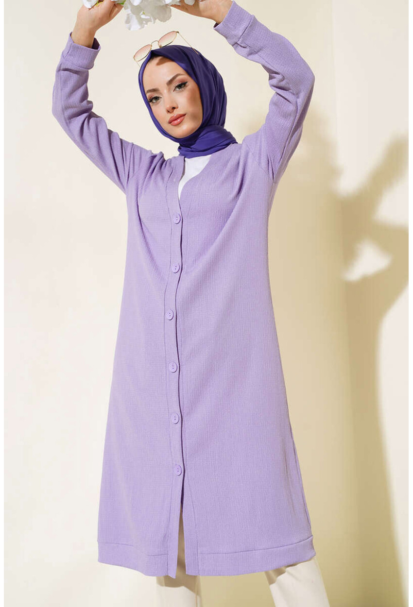 5922 Long Hijab Cardigan With Buttons