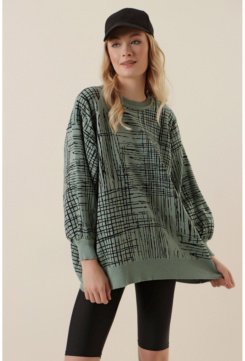 15790 Desenli Oversize Kazak