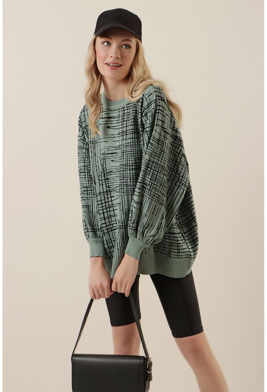 15790 Desenli Oversize Kazak