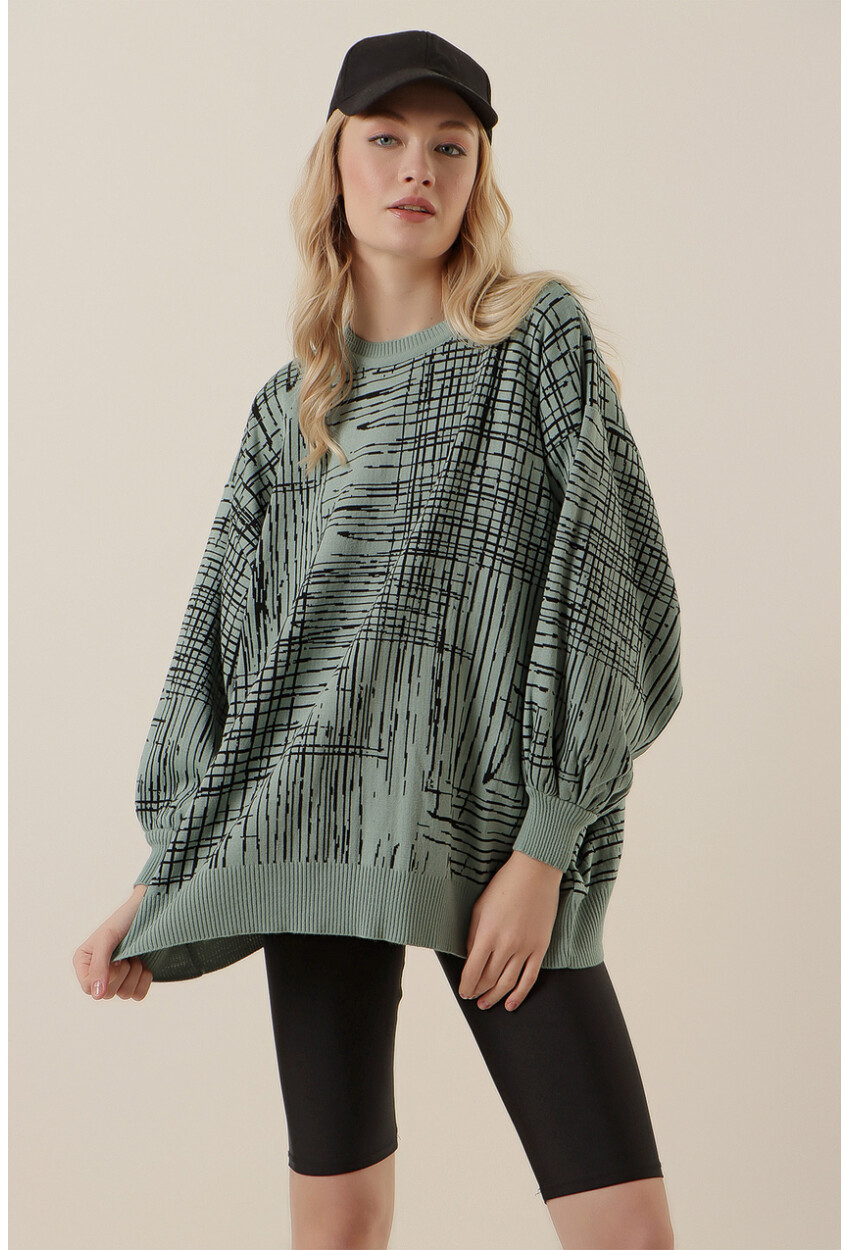 15790 Desenli Oversize Kazak