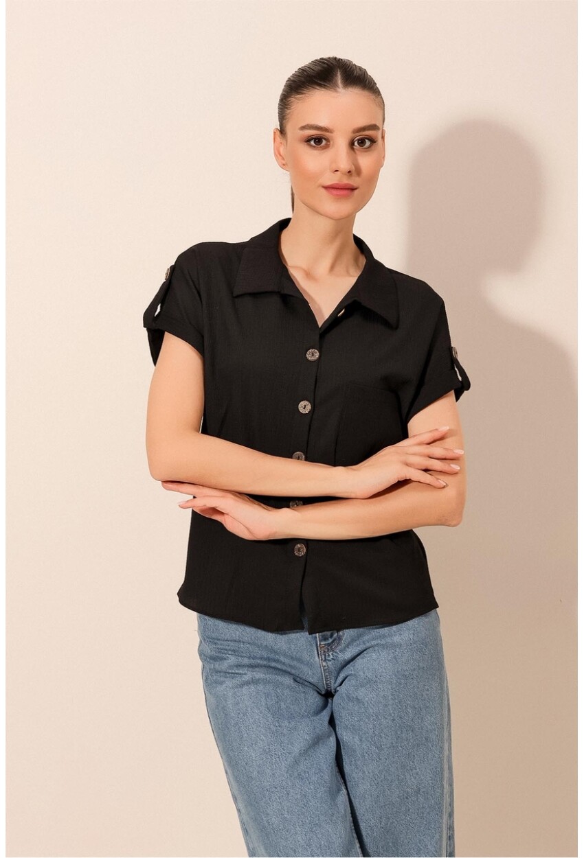 20182 Double Sleeve Crinkled Shirt