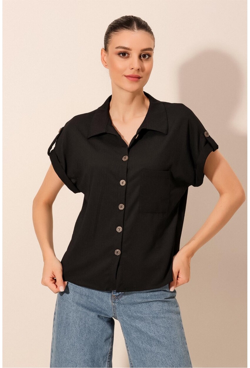 20182 Double Sleeve Crinkled Shirt