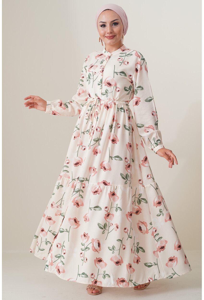 2144 Mandarin Collar Hijab Dress