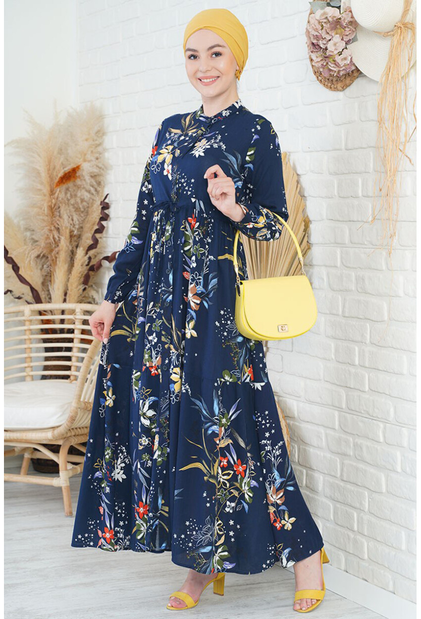 2144 Mandarin Collar Hijab Dress