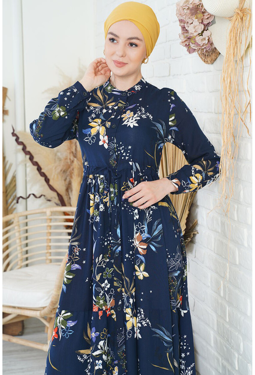 2144 Mandarin Collar Hijab Dress