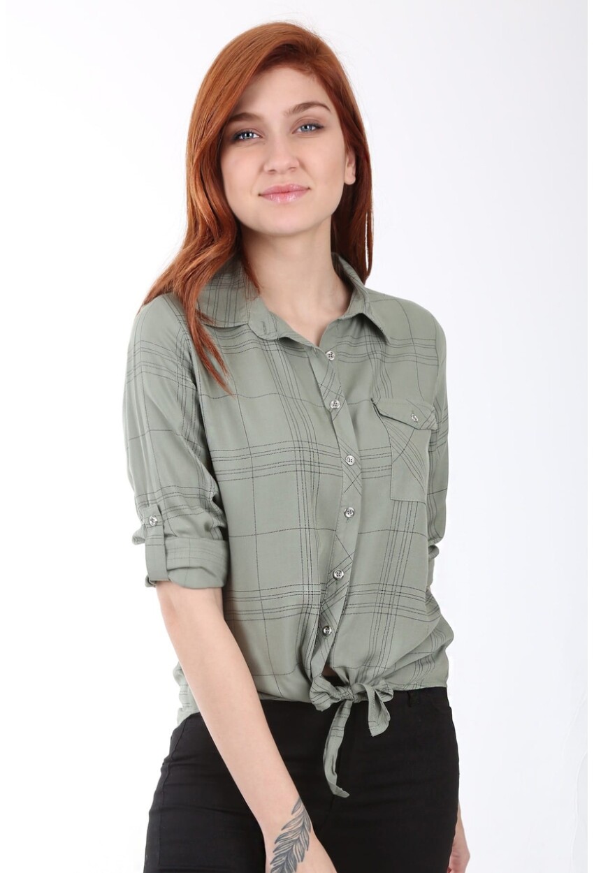 3617 Single Pocket Tie-Front Shirt
