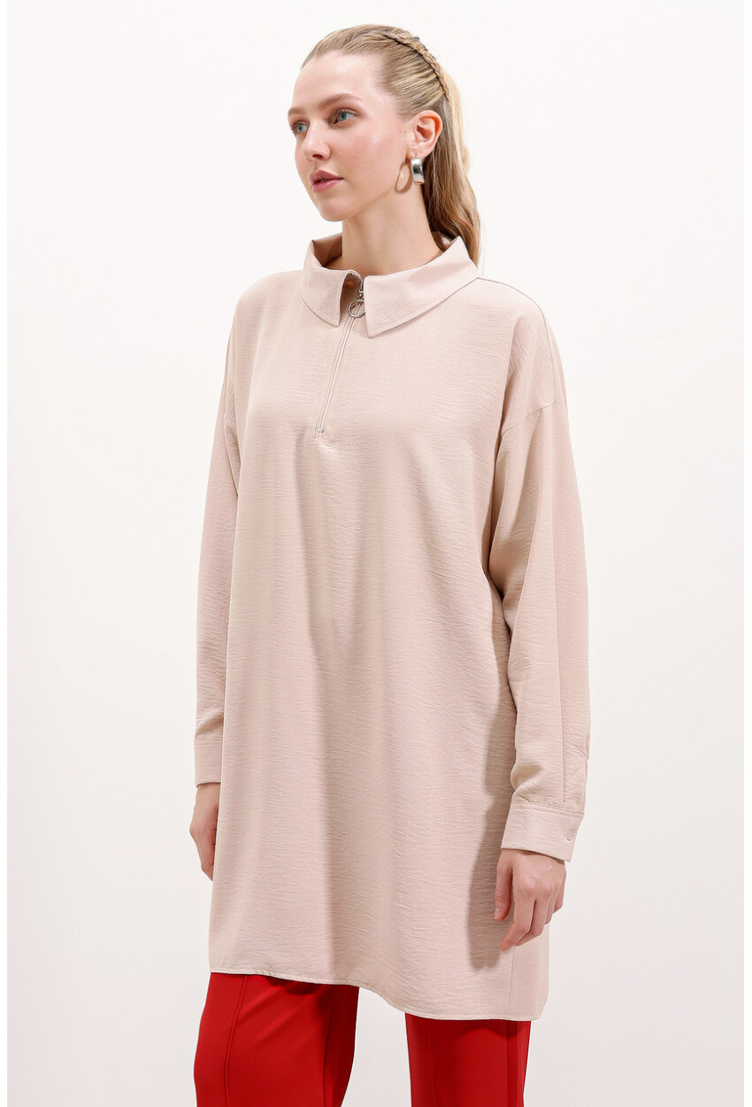 5917 Fermuarlı Oversize Tunik