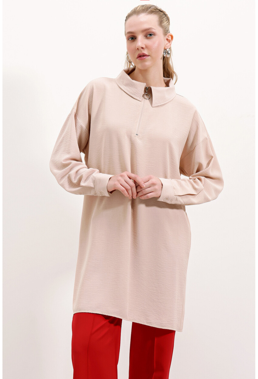 5917 Fermuarlı Oversize Tunik