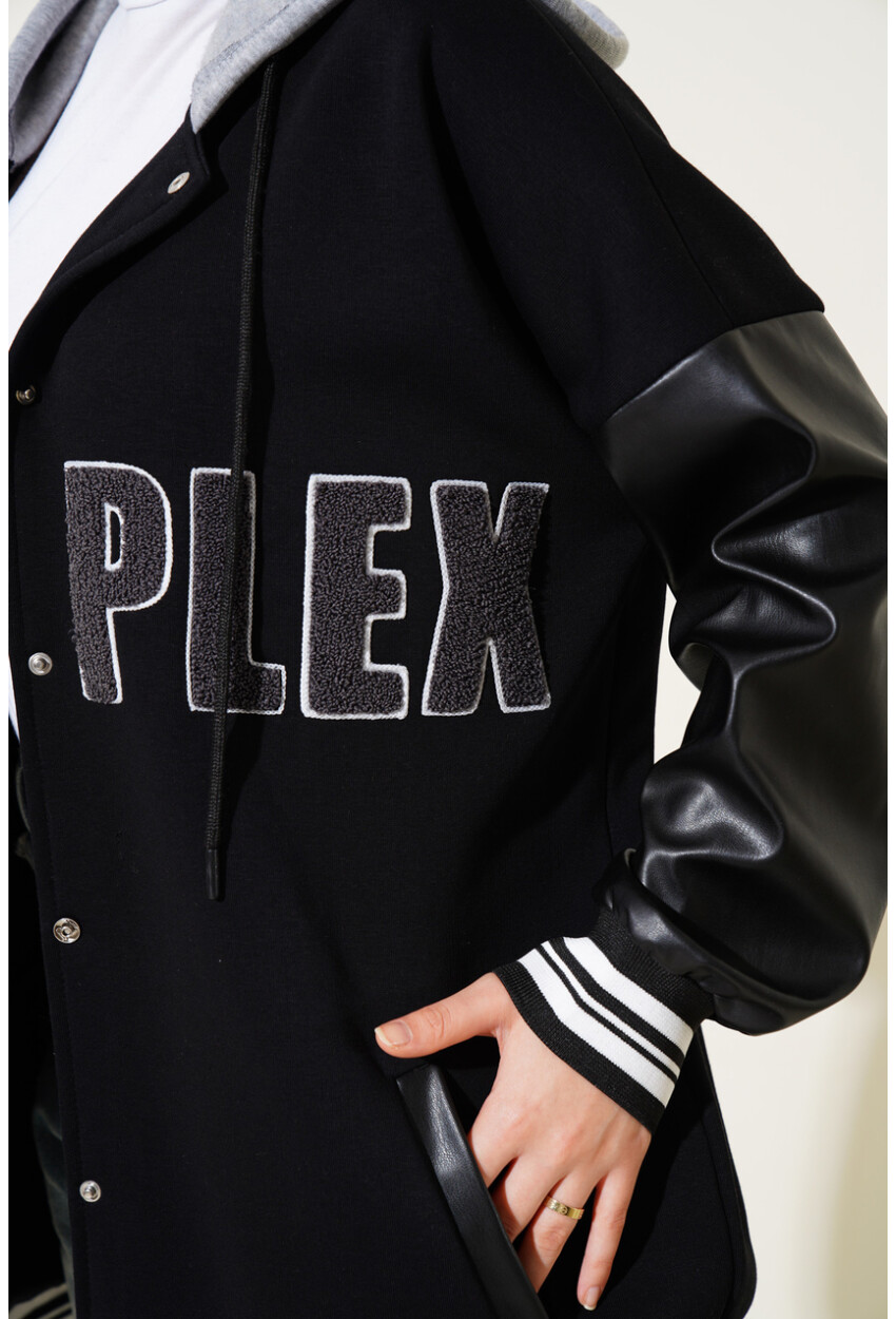 55426 Hooded Oversized College Jacket