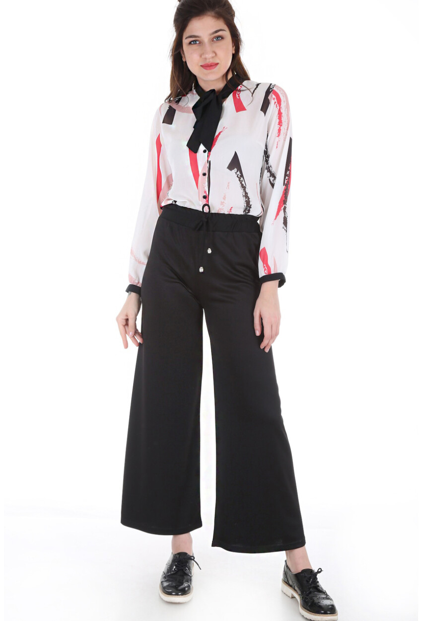 6433 Beli Lastikli Bol Pantolon