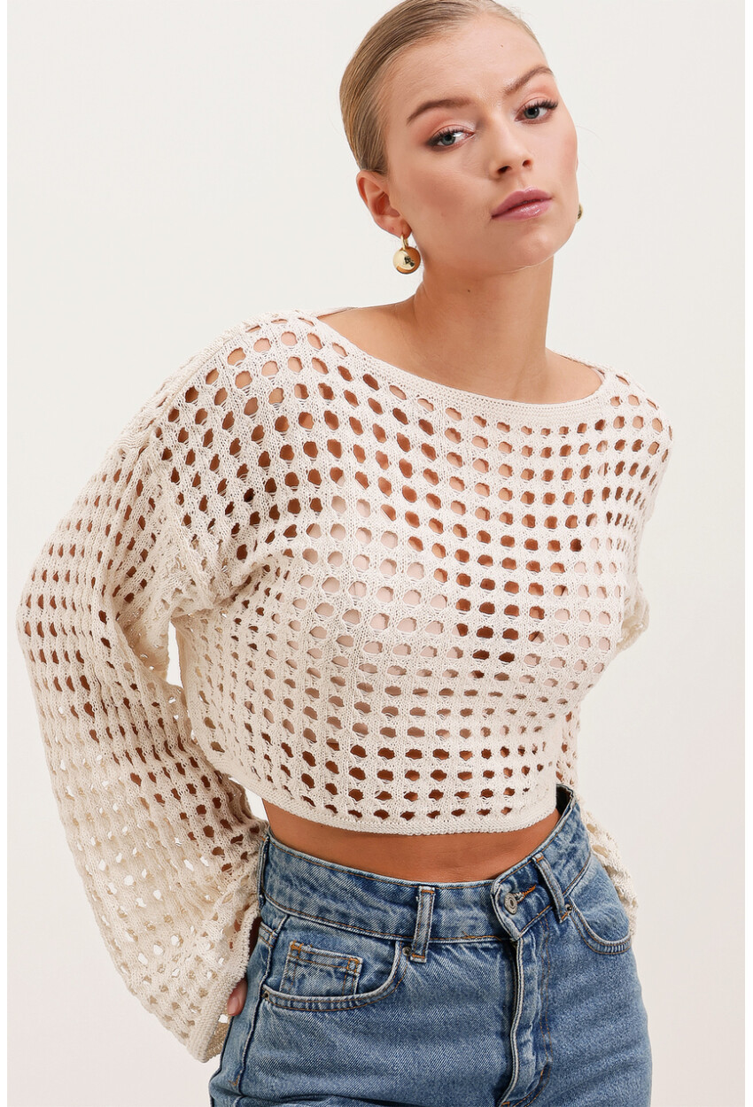 15850 Openwork Oversized Sweater