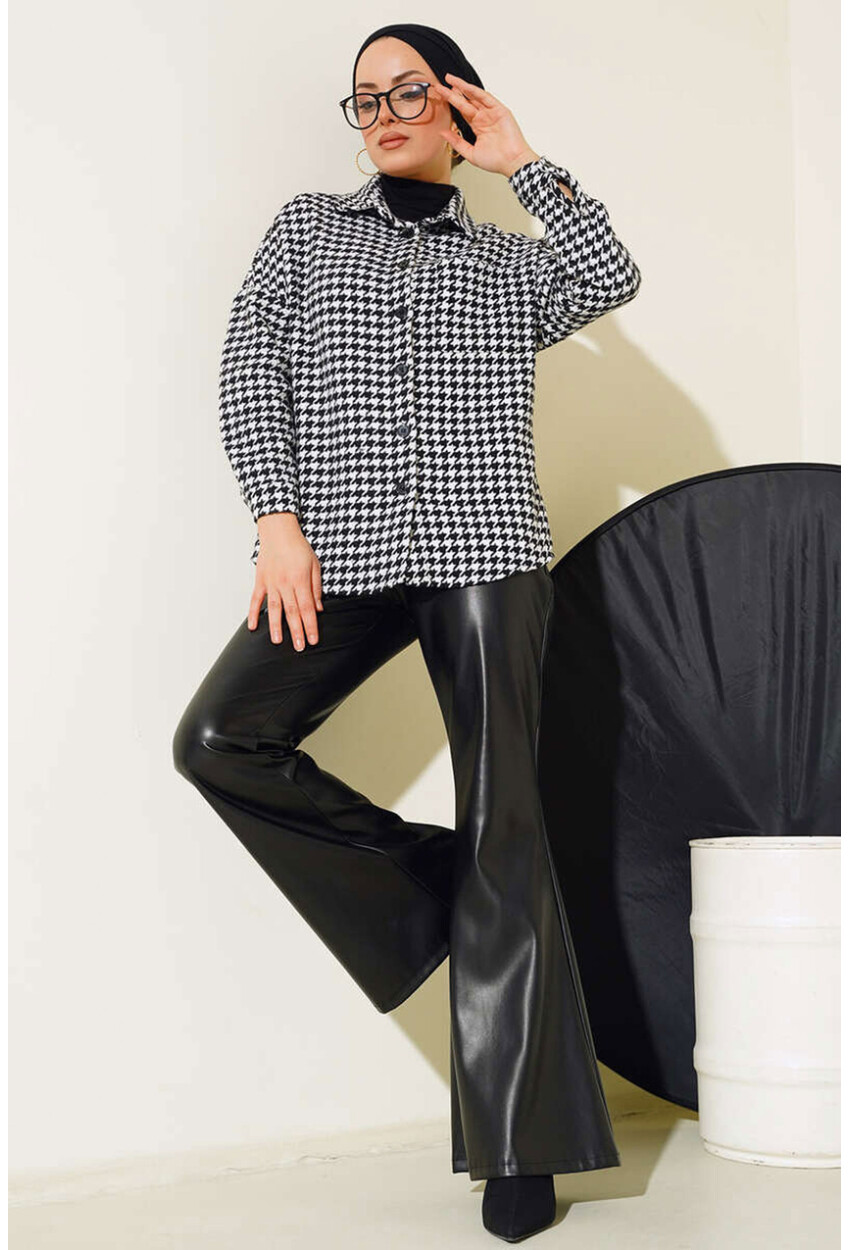 3852 Houndstooth Patterned Shirt