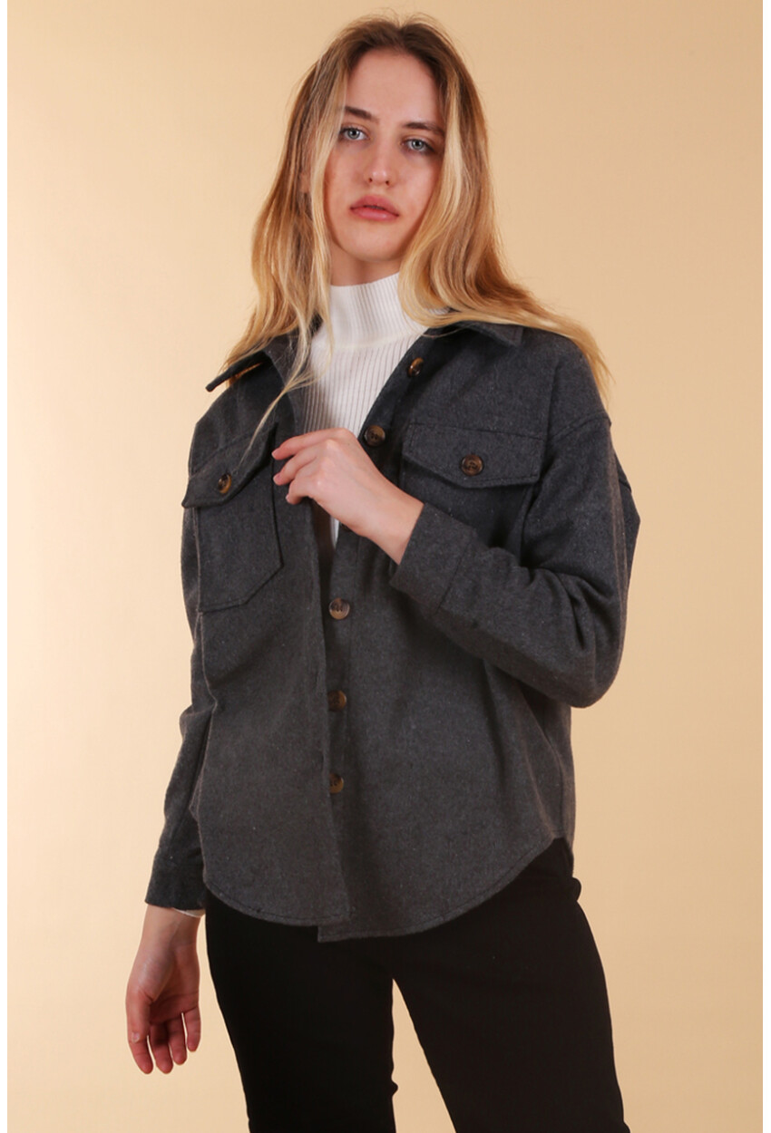 3973 Hafif Oversize Kaşe Gömlek