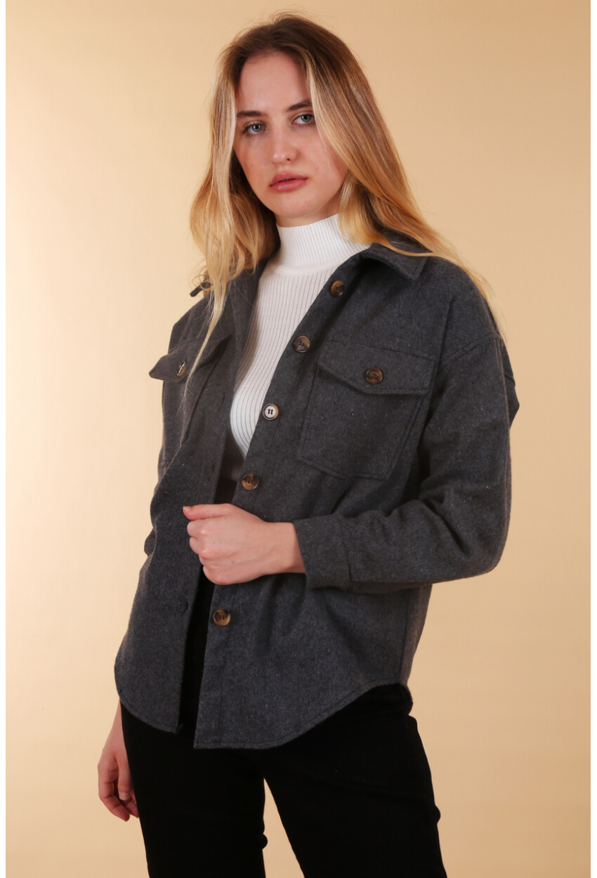 3973 Hafif Oversize Kaşe Gömlek