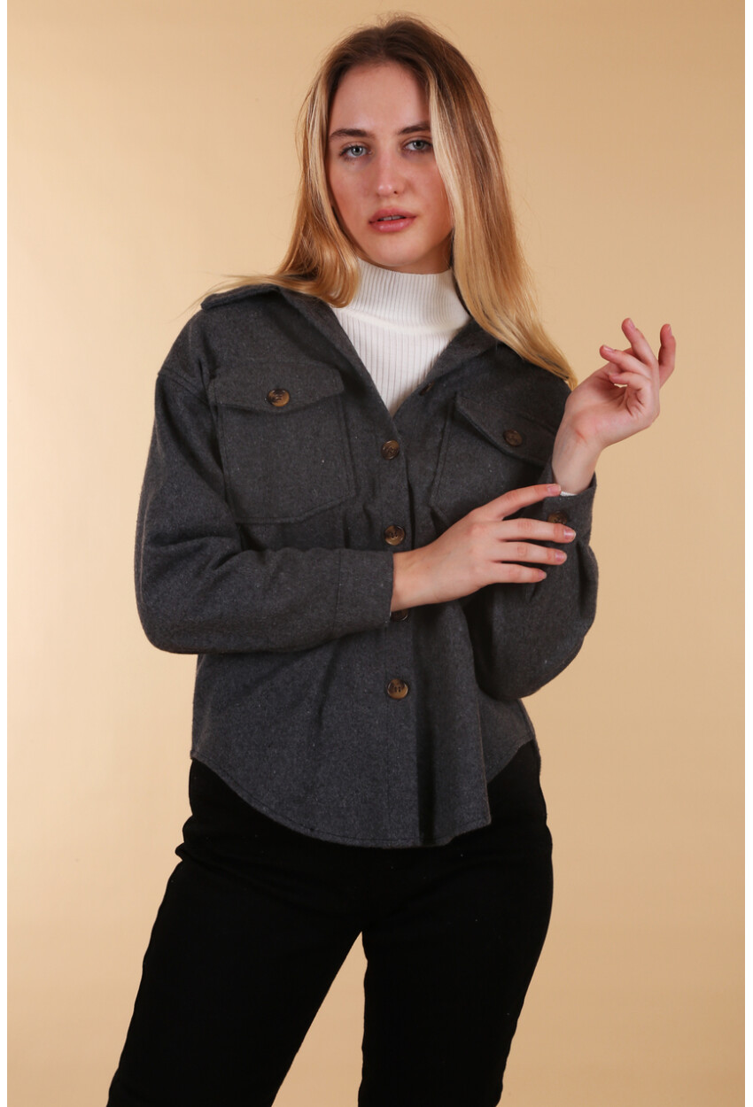 3973 Hafif Oversize Kaşe Gömlek