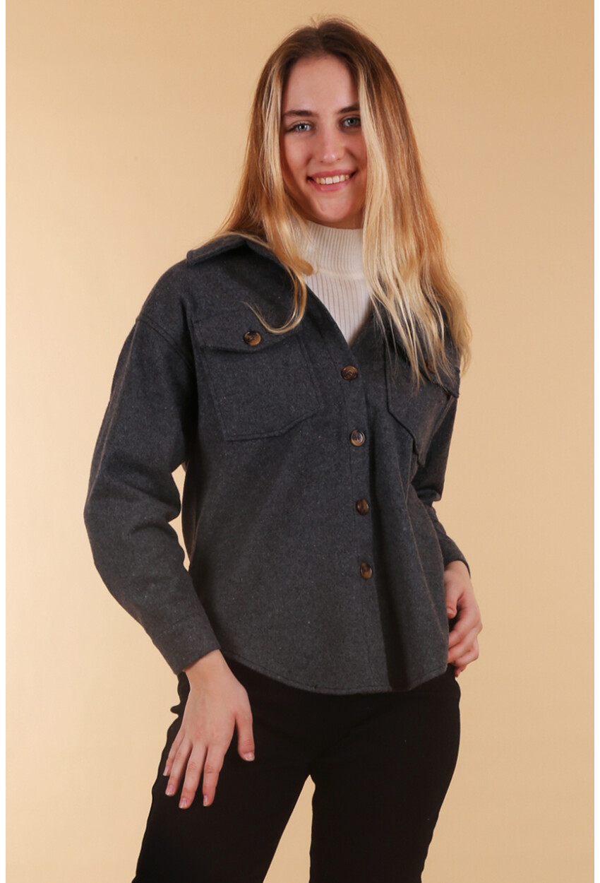 3973 Hafif Oversize Kaşe Gömlek