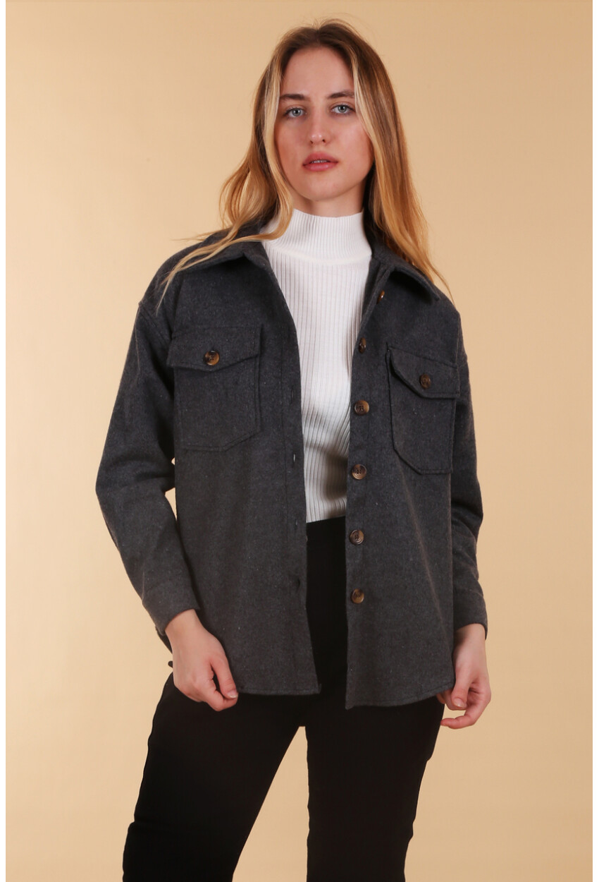 3973 Hafif Oversize Kaşe Gömlek