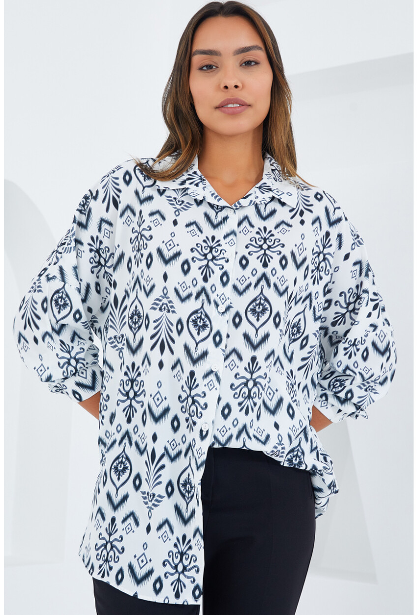 3985 Oversize Saten Gömlek