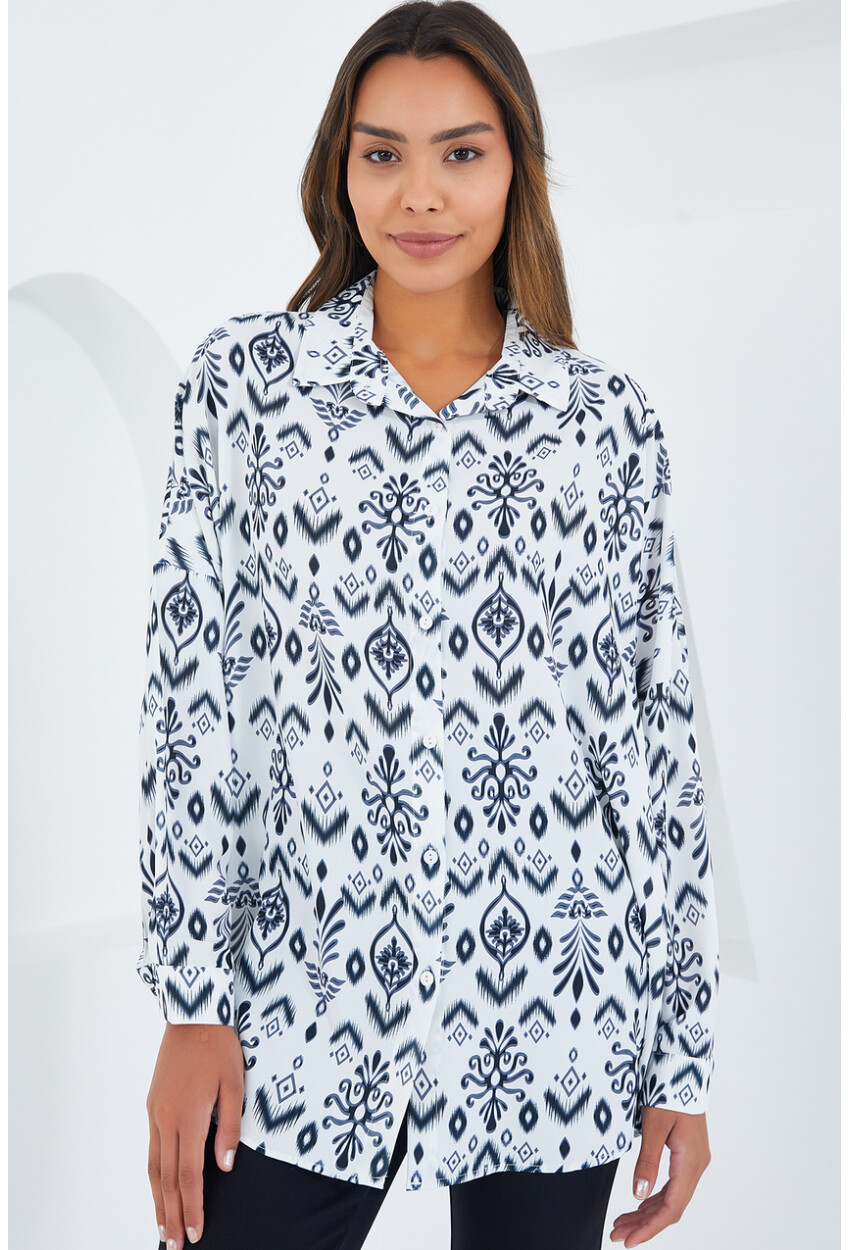 3985 Oversize Saten Gömlek