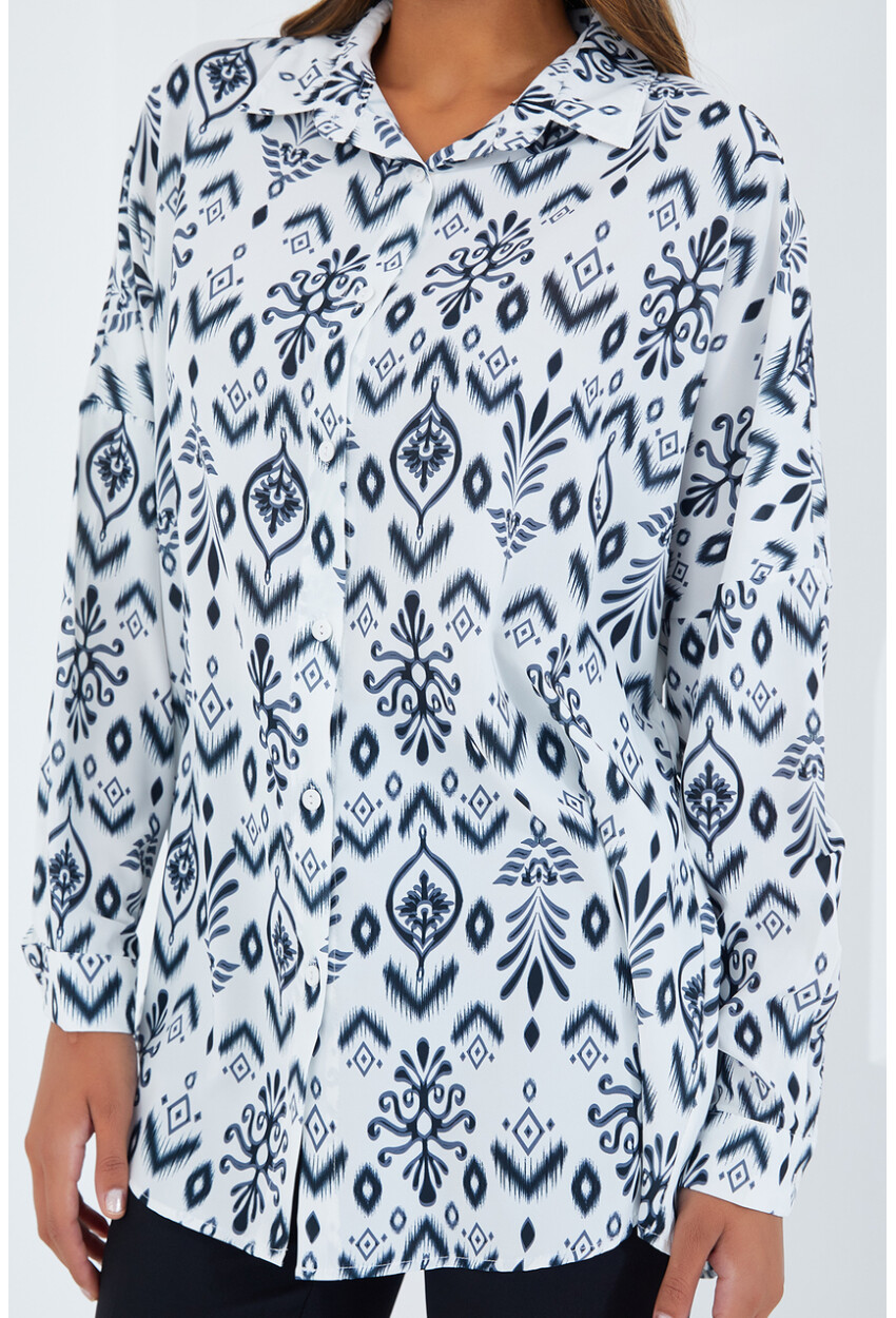 3985 Oversize Saten Gömlek