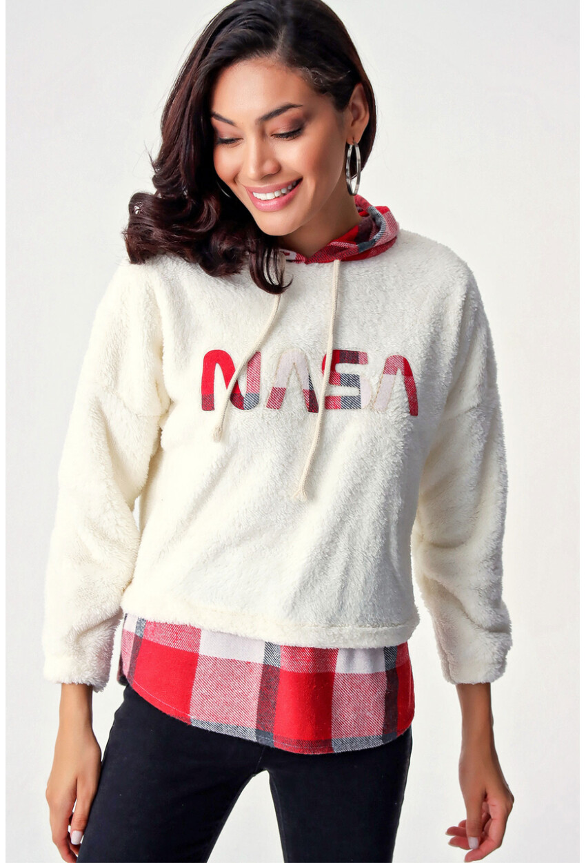 4248 Plaid Pattern Fleece Sweatshirt