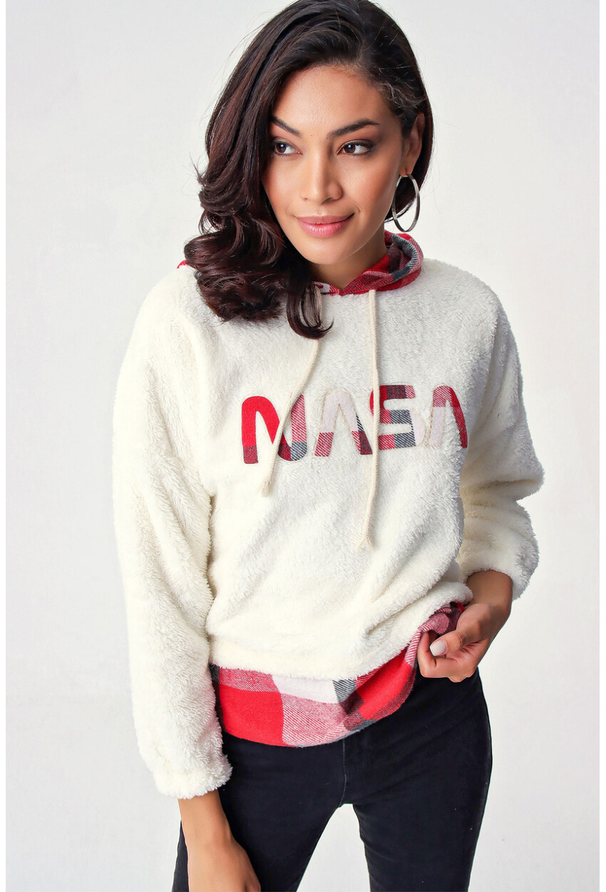 4248 Plaid Pattern Fleece Sweatshirt