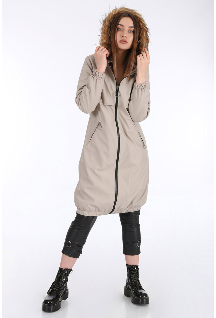 5087 Hooded Fur-Lined Coat