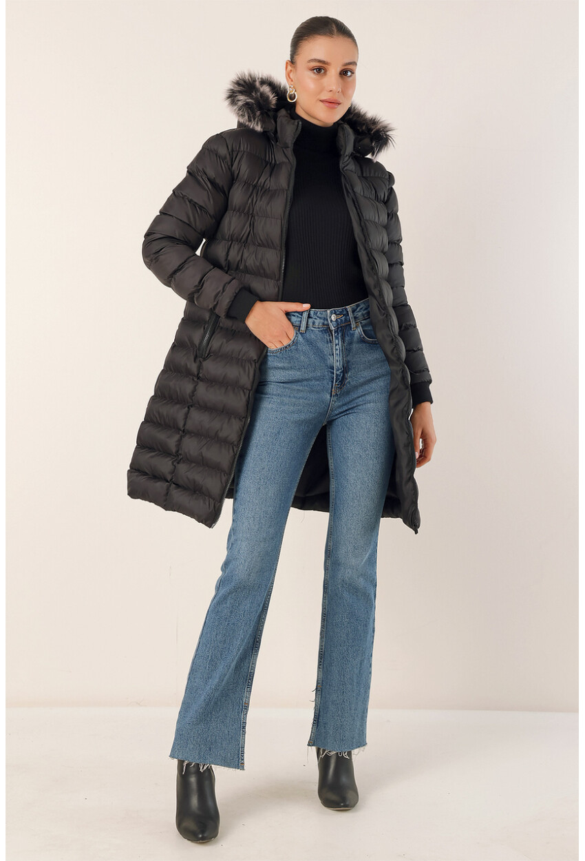 5165 Hooded Long Puffer Coat