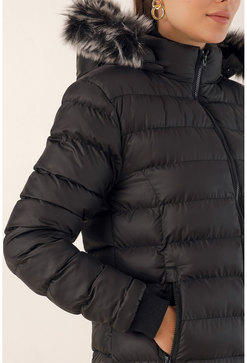 5165 Hooded Long Puffer Coat