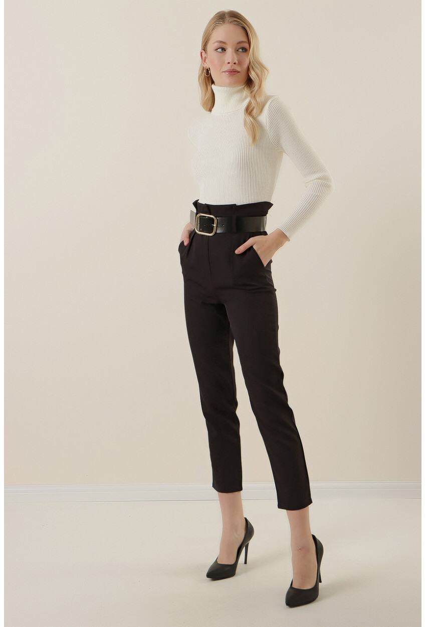 6556 Fabric Pants With Belt