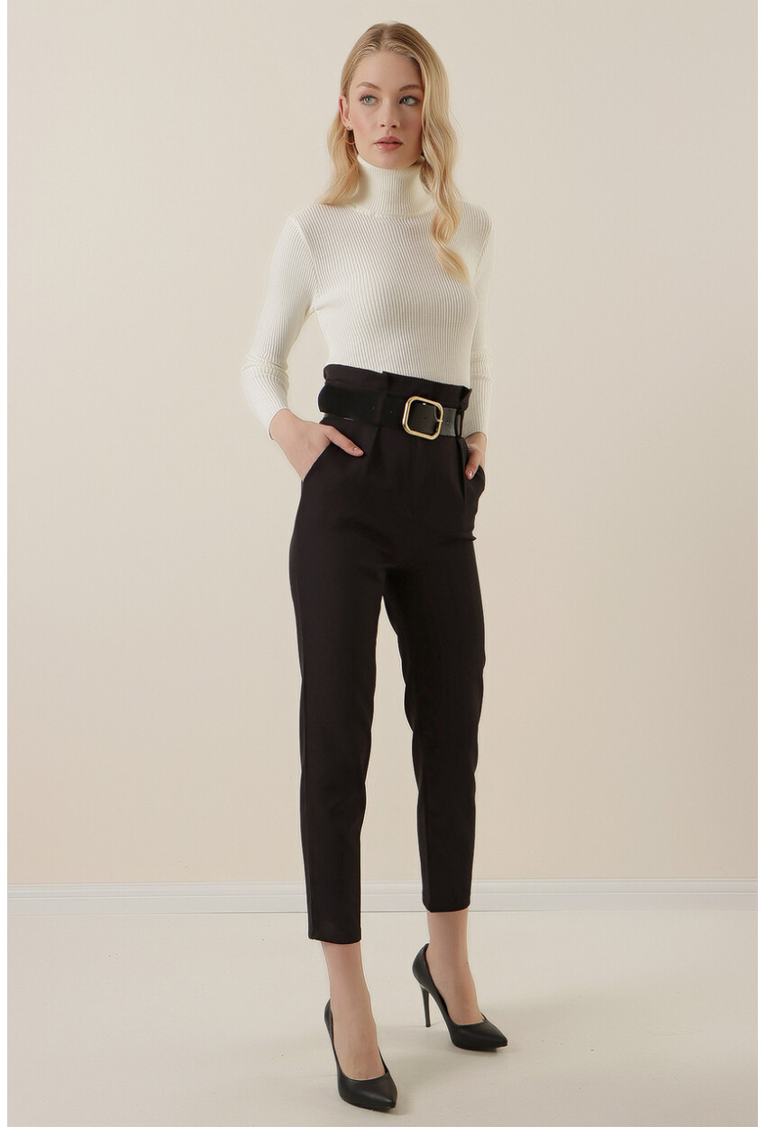 6556 Fabric Pants With Belt