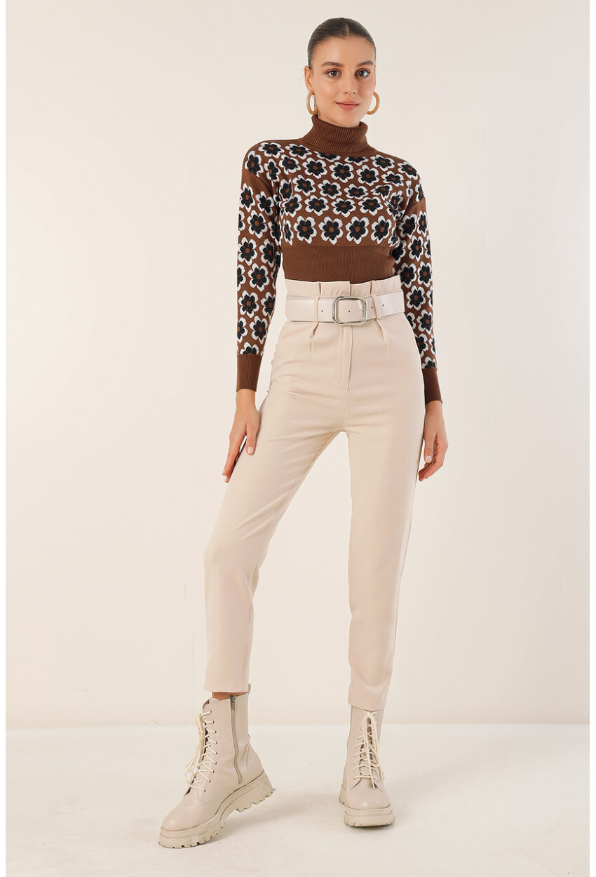 6556 Fabric Pants With Belt