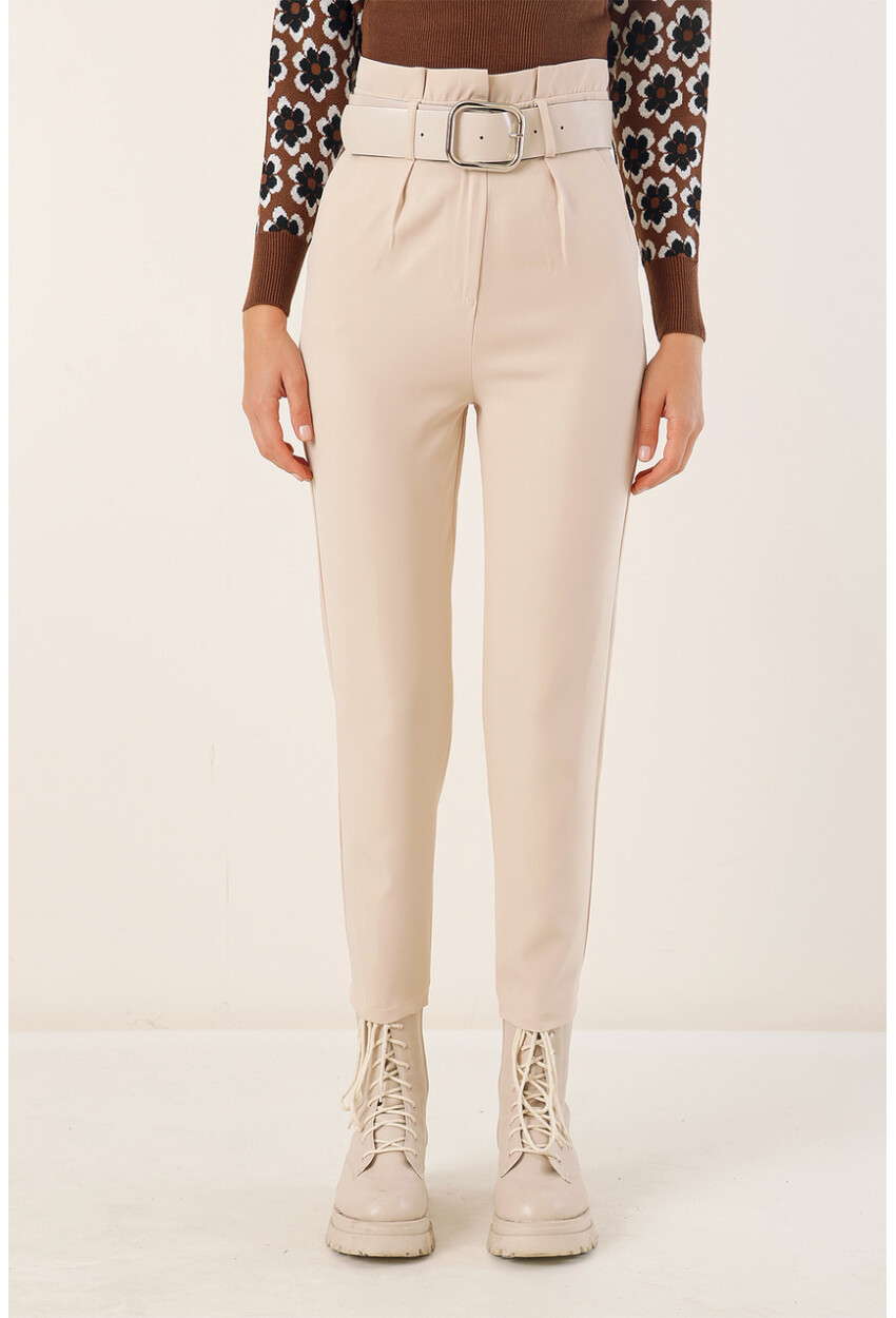 6556 Fabric Pants With Belt