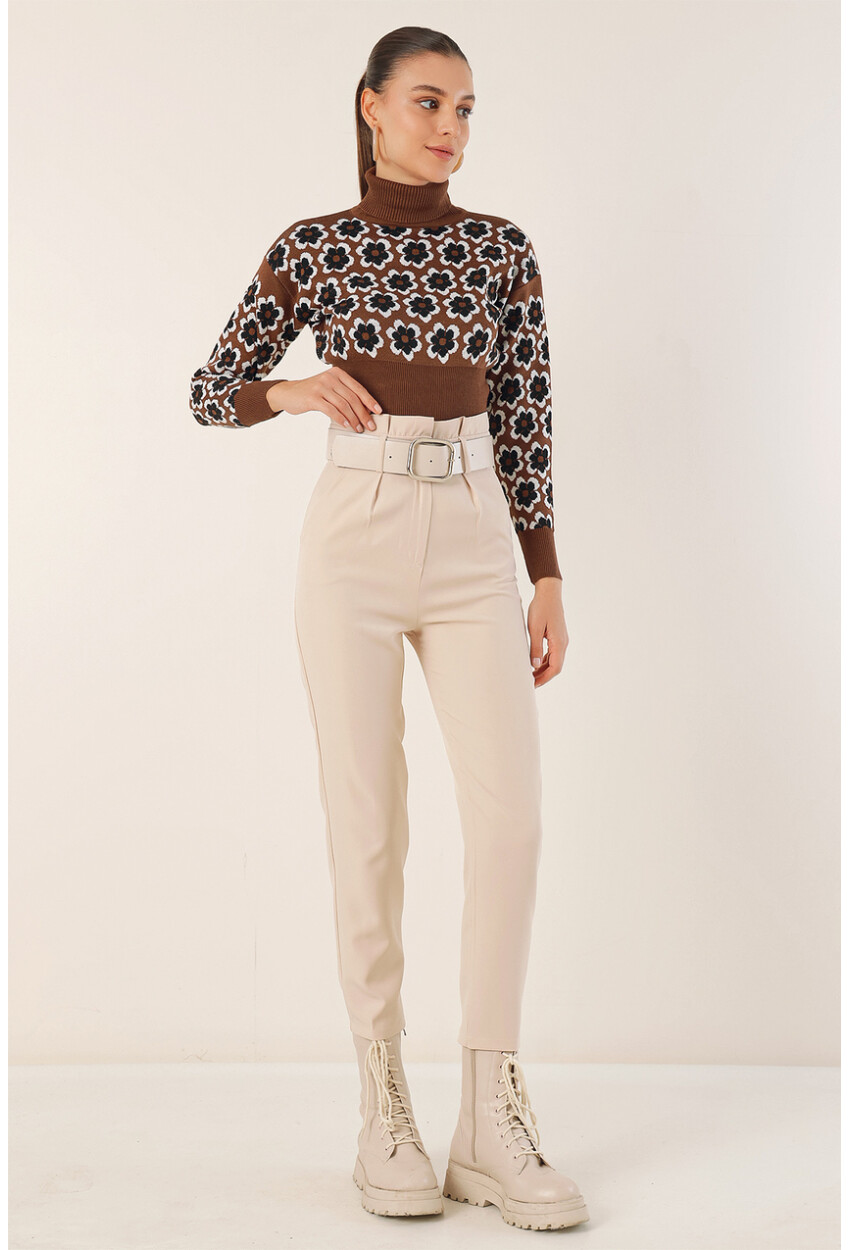 6556 Fabric Pants With Belt